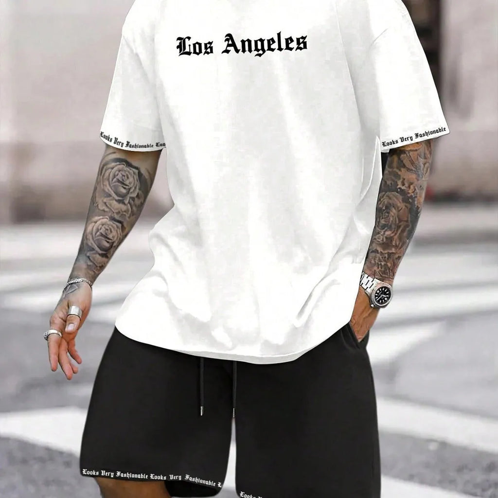 Sports style short-sleeved top and shorts set in polyester blend fabric, available in multiple colours and sizes