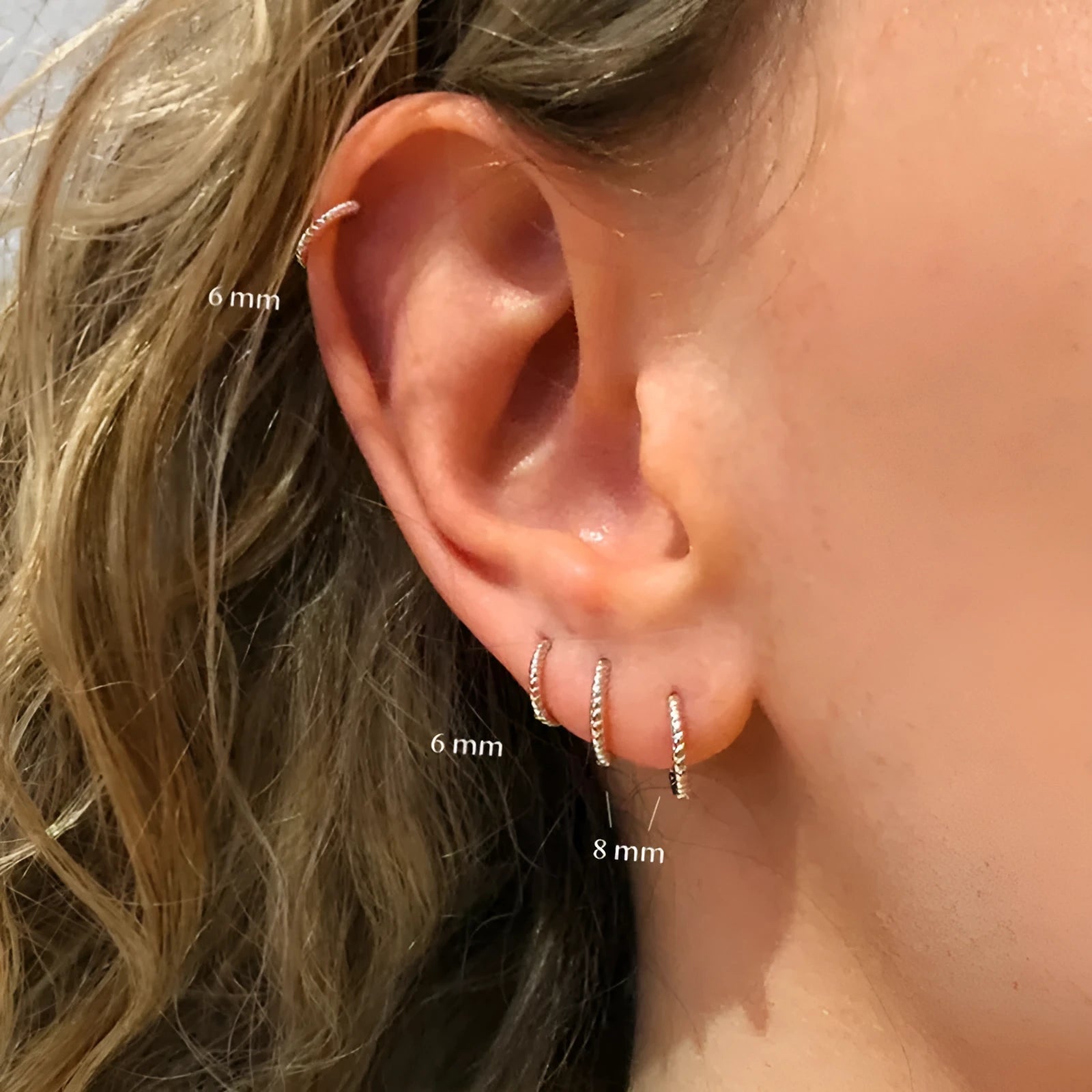 Twist S925 sterling silver twisted string round ring earrings with electroplated gold finish in 13mm size