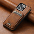 Oil wax silicone MagSafe phone case with integrated card slot for Apple iPhone.