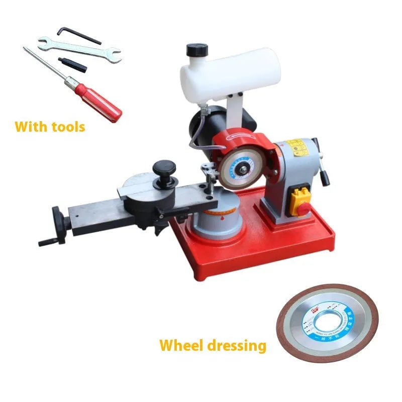 Small manual grinding machine for sharpening alloy circular saw blades with angle adjustment mechanism