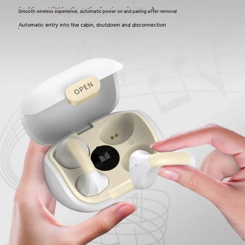 Clip-on Bluetooth earphone in white or black with silicone body and Jerry chip, 10 metre range