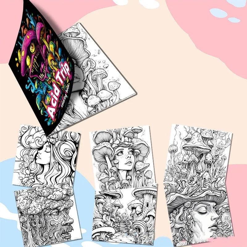 Creative painting book with 200mm acid-free pages in acid tour colour, showing flat-open binding
