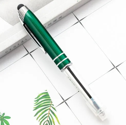 Metal capacitive stylus pen with LED light in red, black, white, green, or blue colour options