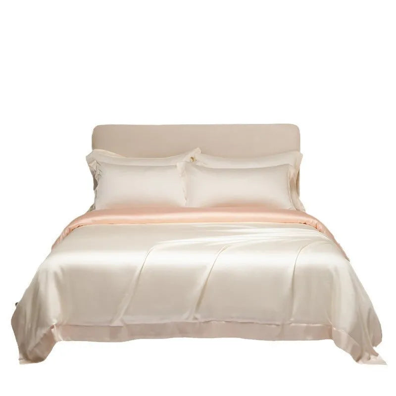 200 thread count Lenzing Tencel quilt sheets in Aurora Blue colour on a UK double bed