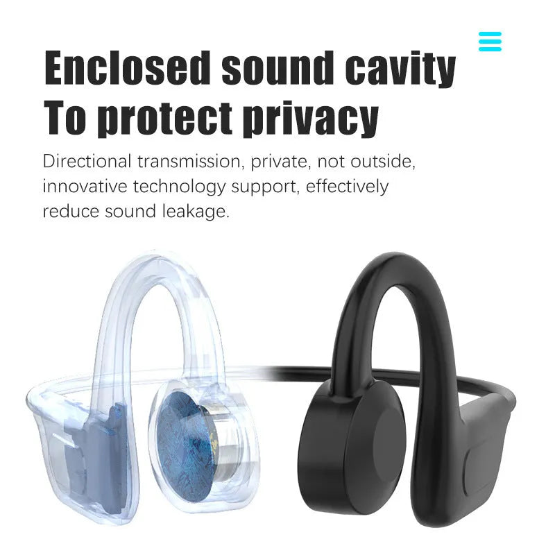 Black VG02 wireless Bluetooth sports headset with hanging ear design for secure fit during exercise