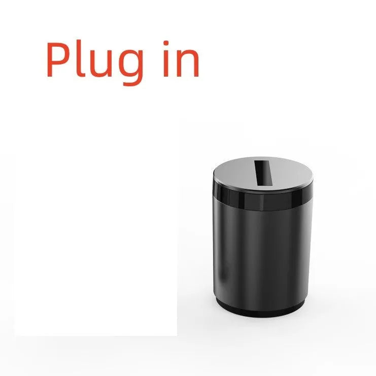 Silver aluminium alloy automatic induction ashtray for car or home use.