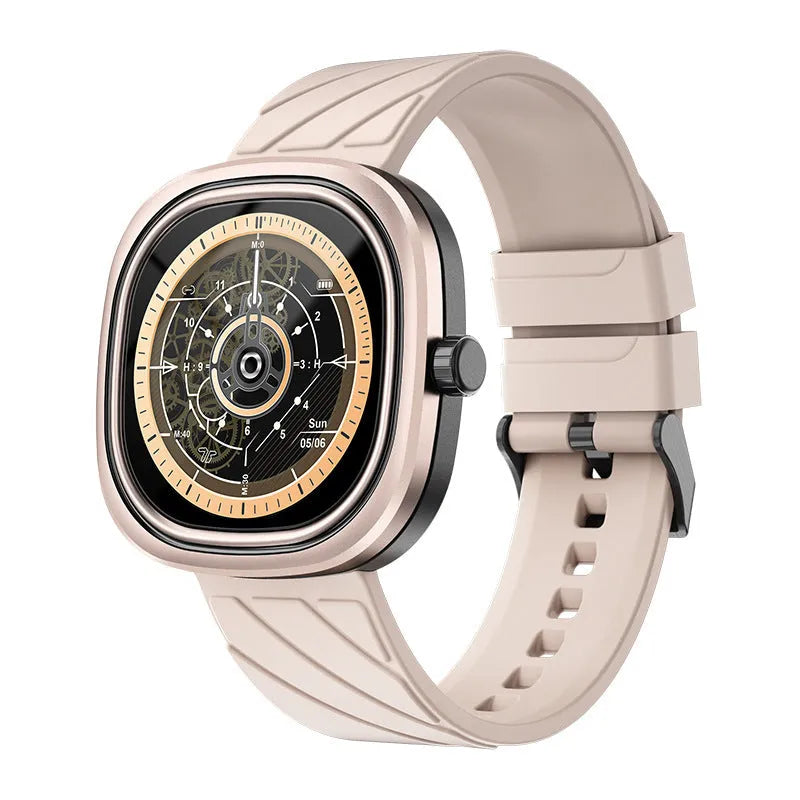 Bluetooth smart sports watch with a colourful silicone wristband and a square touchscreen display