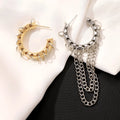 Punk long tassel earrings in alloy with electroplated finish, round geometric colour collision design, women's jewellery