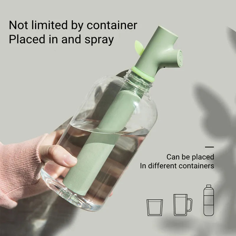 Transparent branch-shaped USB humidifier producing cool mist with 197mm height and 58mm diameter dimensions