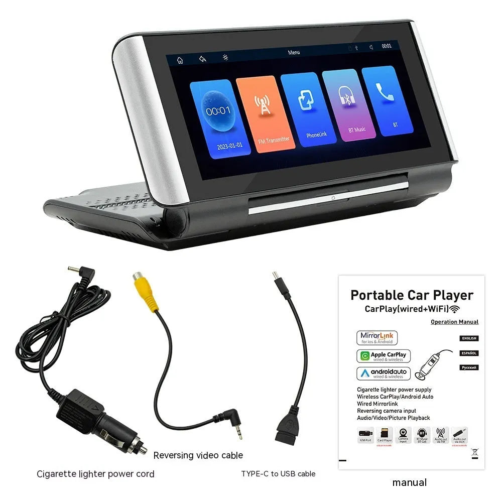 6.86 inch Bluetooth car MP5 player with wireless Carplay on dashboard