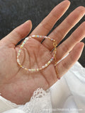 Handcrafted natural pearl bracelet and necklace set with 14K gold-plated finish and U-shaped design