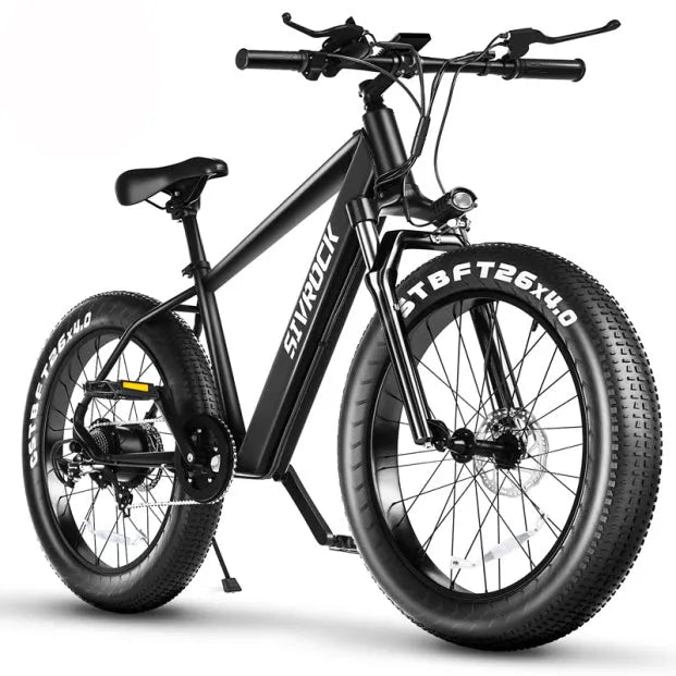SIVROCK V1 black electric mountain bike with 26 x 4.0 inch fat tires, 1000W motor and 48V 15Ah battery