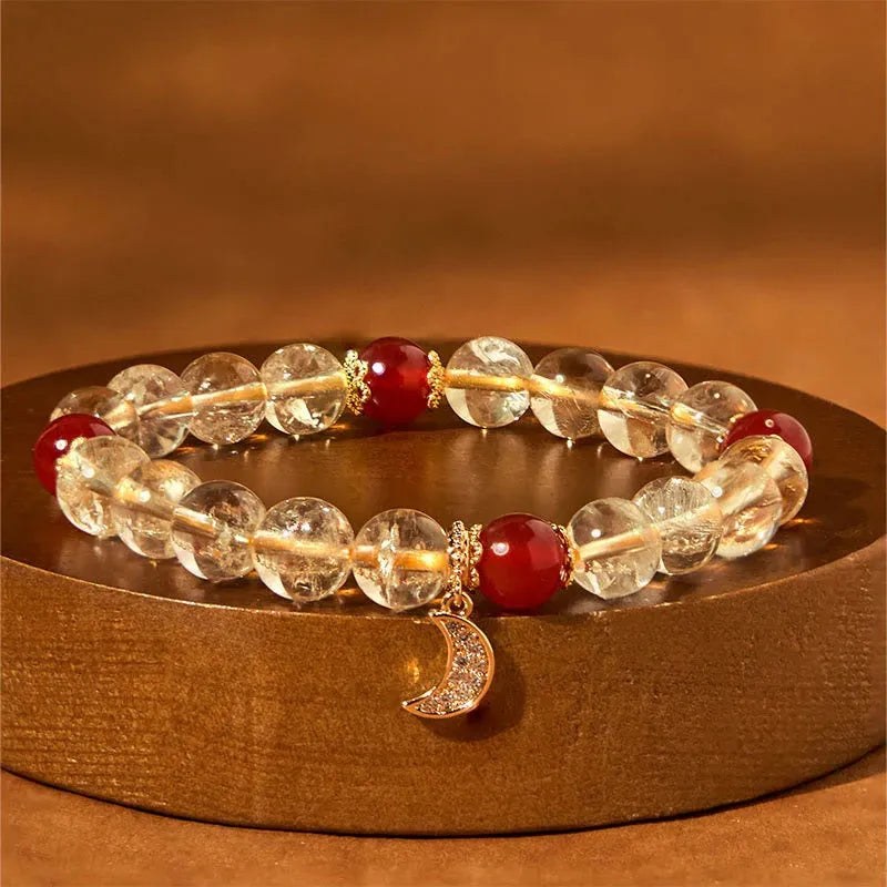 Citrine red agate crystal bracelet with manual craftsmanship for women's jewellery