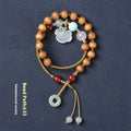 Hand-woven ebony double ring bracelet with stone accents in national style design