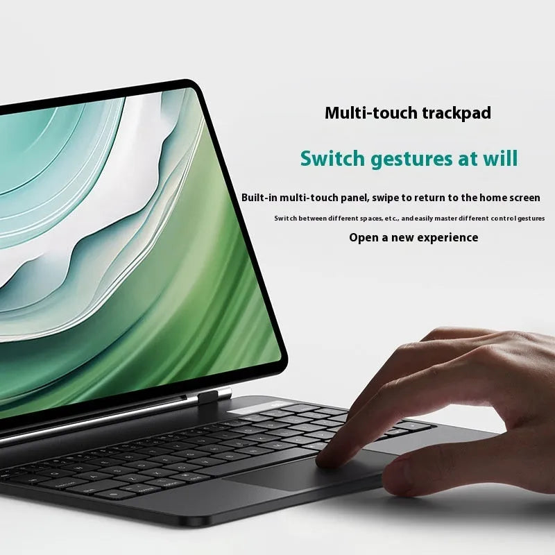 Miaocontrol Keyboard Pro11 magnetic wireless keyboard attached to Huawei tablet showing 11-inch size and black/white colour options