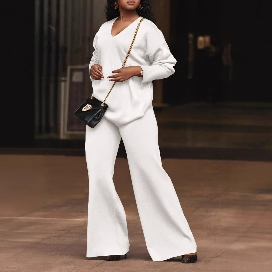 Women's brown suede two-piece suit with split sleeves, Japanese Korean casual style, trousers length