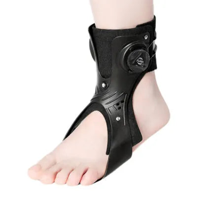 Airbag button ankle support brace in grey colour showing adjustable compression system and ankle fixation design