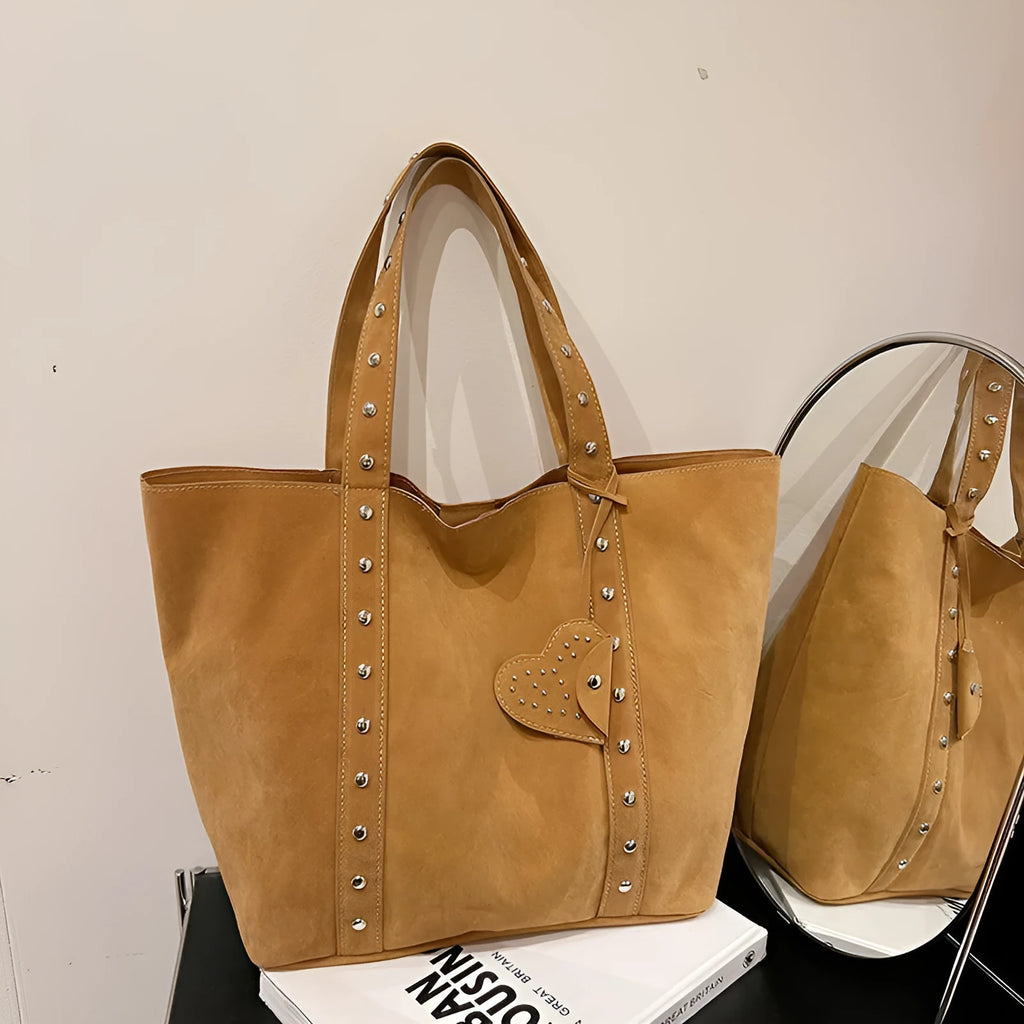Women's PU leather tote bag with sandwich pocket design and double shoulder straps in four colour options