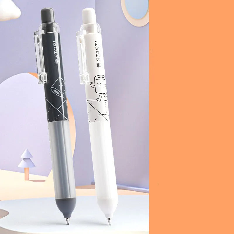 Minimalist 0.5mm automatic pencil with plastic pen holder in black or white colour options