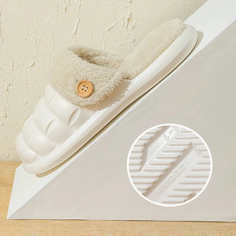 Plaid detachable slippers with plush lining and EVA soles in multiple colours for women and men