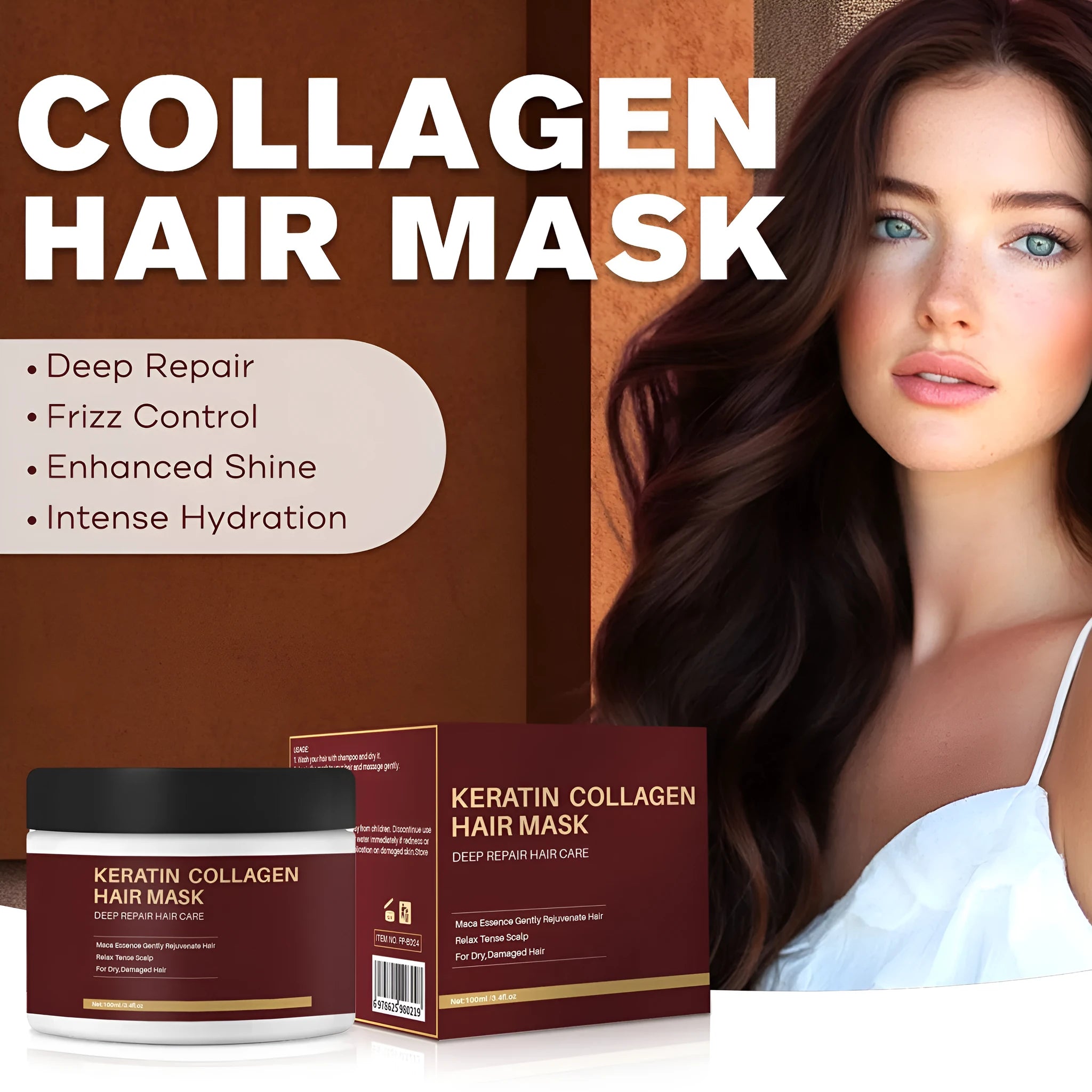 100ml collagen hair mask container for moisturising and repairing strong hair