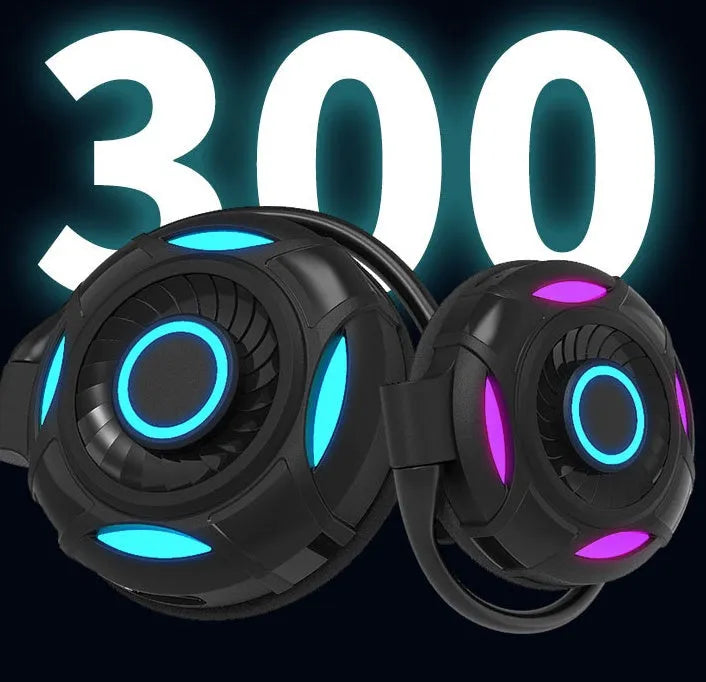 Black and white Bluetooth wireless earphones with hanging ear design showing USB connection option