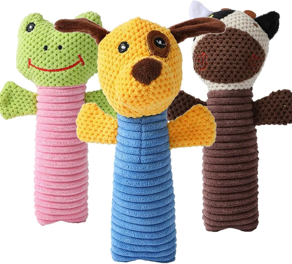 19cm plush dog chew toy in animal shape with dental cleaning textures for plaque reduction