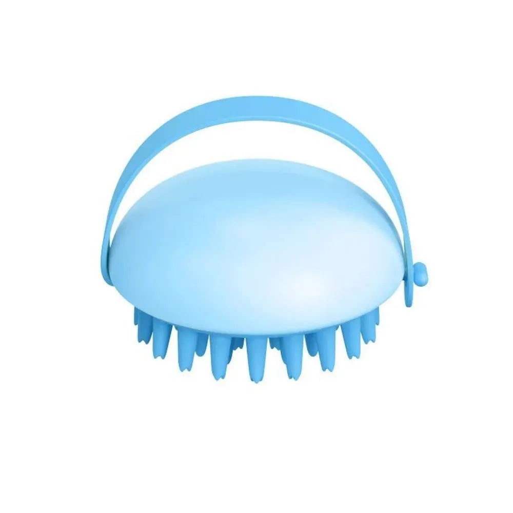 Silicone pet bathing brush with flexible bristles and textured handle in choice of colours