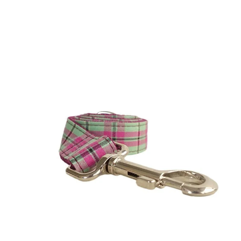 Mint coloured polyester dog collar and leash set with tear-resistant construction
