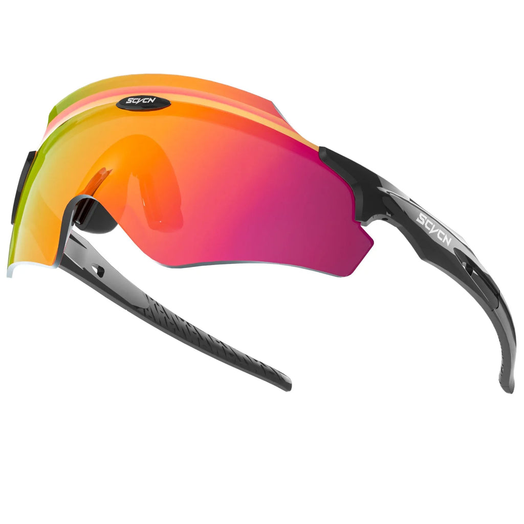 Frameless athletic glasses with integrated colourful one-lens design for windproof sports protection