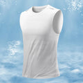 Men's loose fit sleeveless waistcoat vest in solid colour on a hanger.