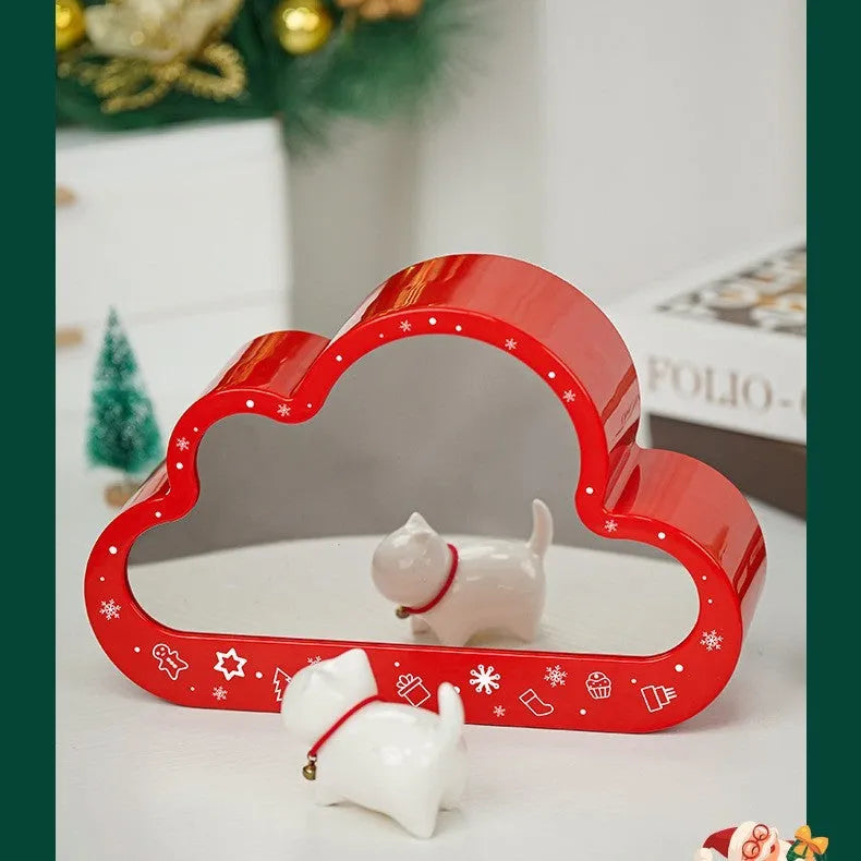 Assembled Christmas tree building block toy with LED cloud night light and decorative PVC mirror frame