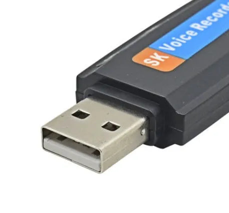 Black and white creative USB flash drive with voice card function showing compact plastic design.