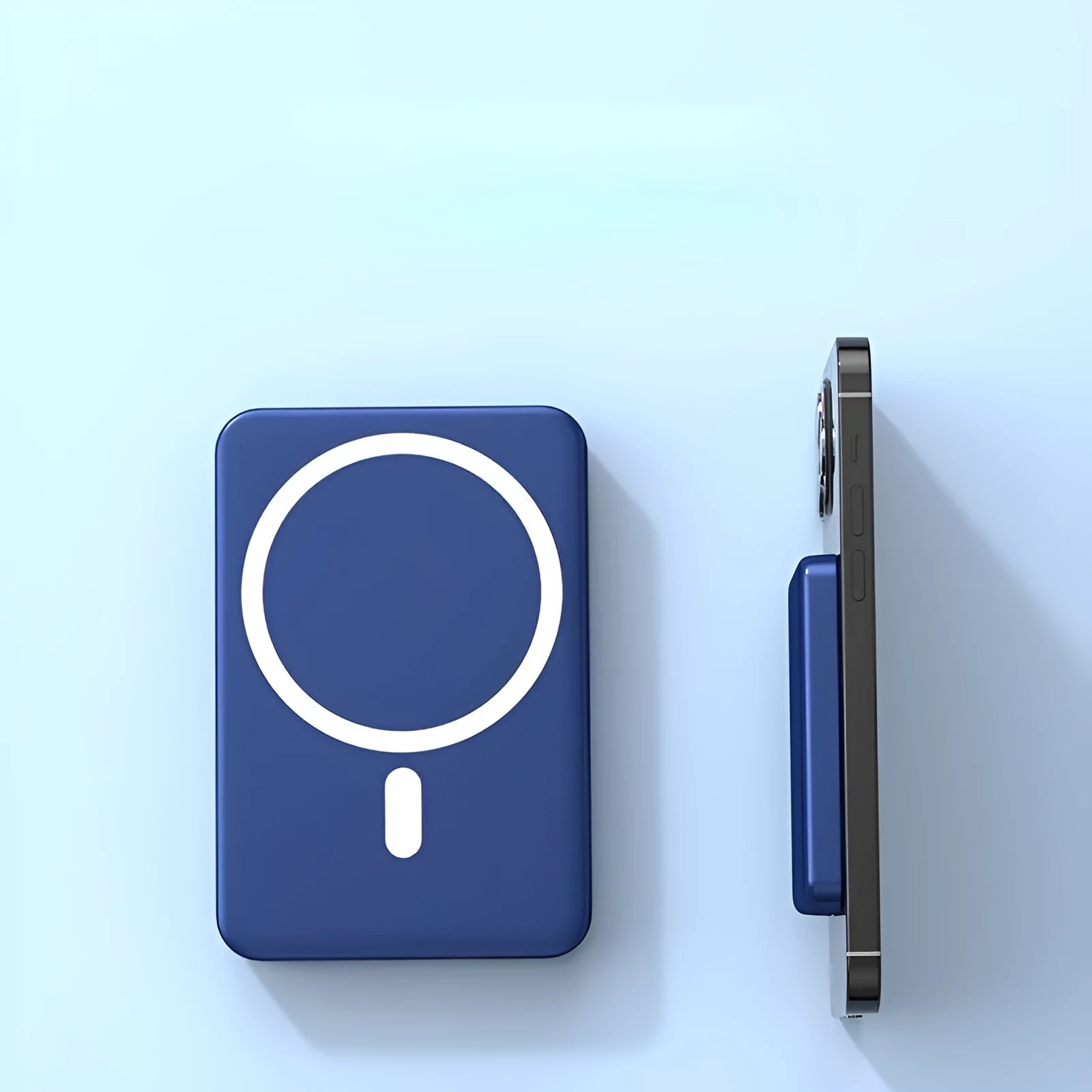 Ultra-thin wireless magnetic power bank for iPhone fast charging in black blue white colours