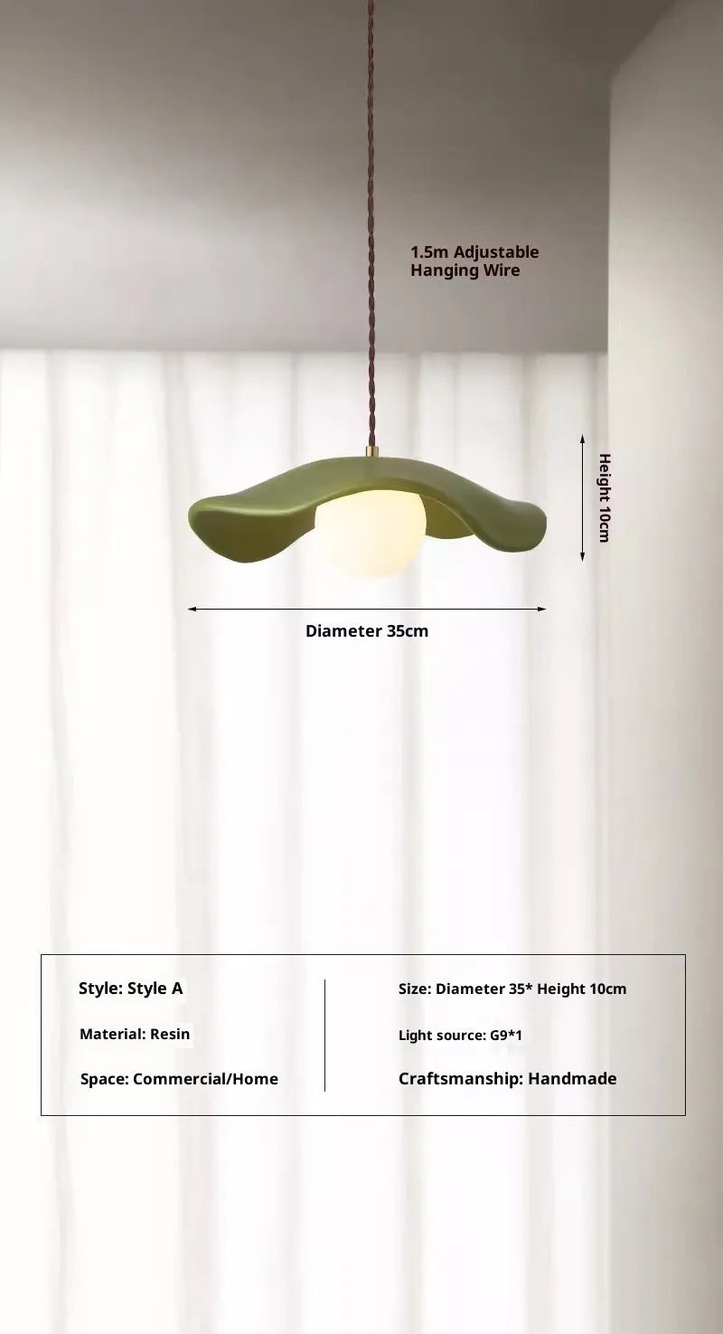 Lotus leaf bedside chandelier in green, orange, or milk brown, 220V ceiling light for bedroom or living room