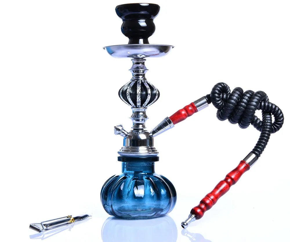 Glass single tube tobacco smoking pot in modern design measuring 11.5cm wide by 26cm tall