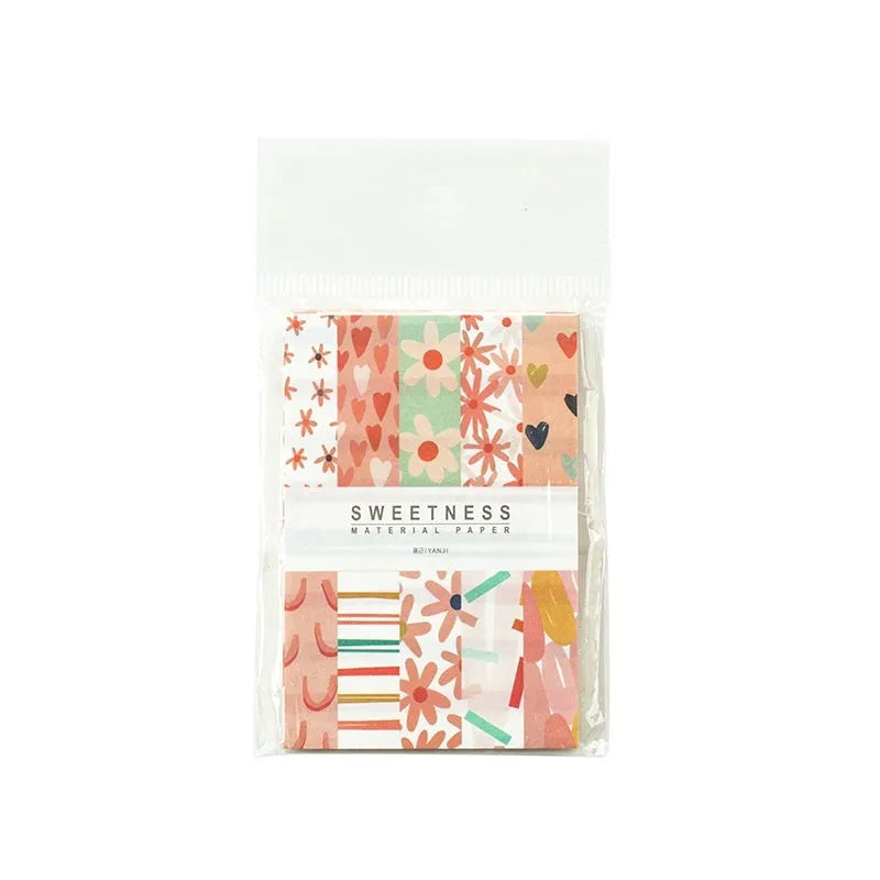 Retro collage material note paper set with 50 pieces in dessert colours like Red Plum Cheese, 56x83mm size
