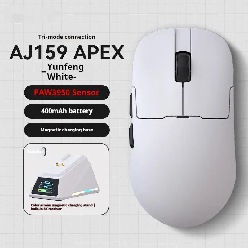 AJ159 gaming mouse in Yunfeng White colour with compact design and Teflon foot patches