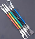 Five piece stainless steel plastic removal tool set with crowbar tool for disassembly work