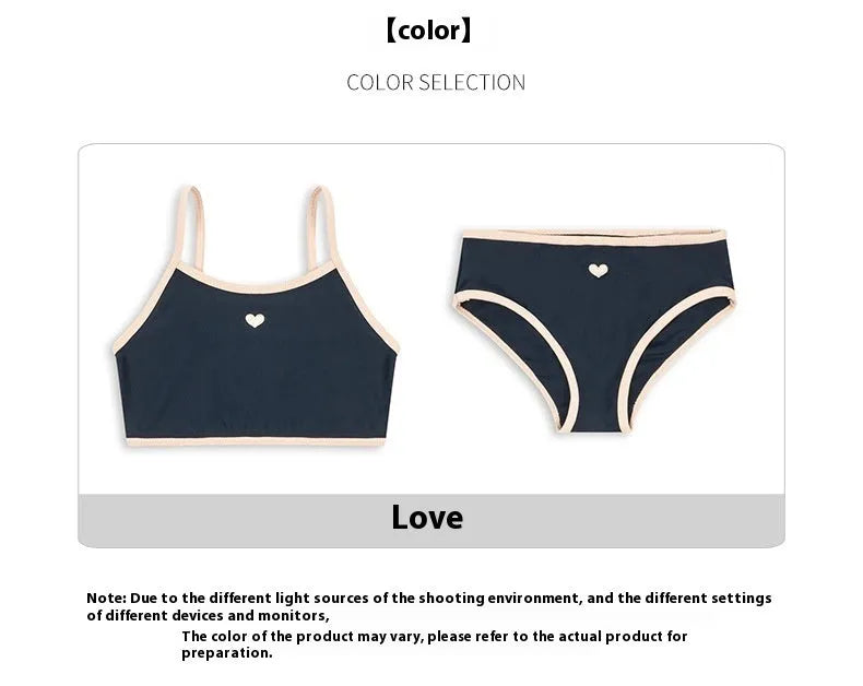 Dark blue split baby girls' swimsuit with briefs style for ages 1-6 years