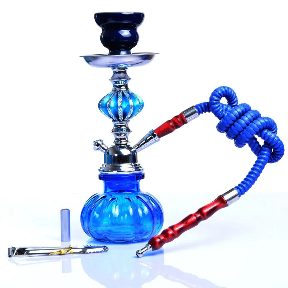 Glass single tube tobacco smoking pot in modern design measuring 11.5cm wide by 26cm tall