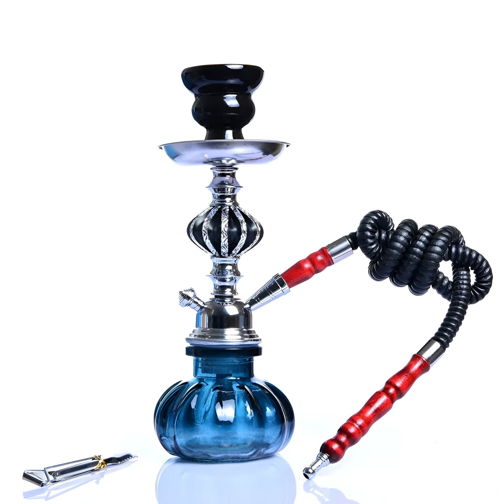 Glass single tube tobacco smoking pot in modern design measuring 11.5cm wide by 26cm tall
