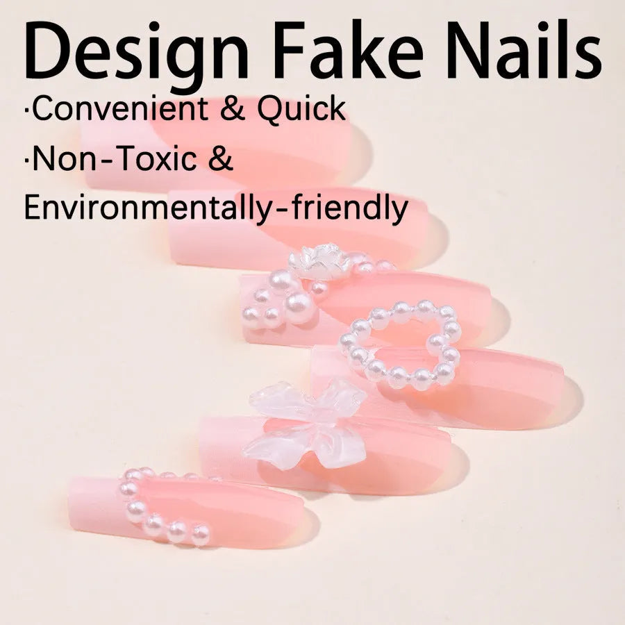 French love pearl nail stickers in XD93 colour with jelly glue and polish rub applicator