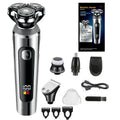 Digital USB rechargeable beard scraper with LED display and washable design on a five-in-one base bracket