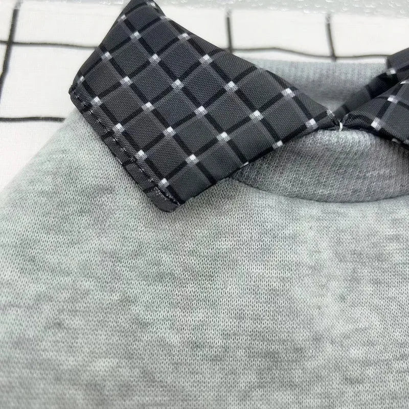 Two-piece dog sweater with detachable collar in thin velvet polyester fabric for pet comfort