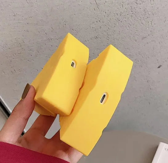 Yellow silicone protective cover for compatible Apple AirPods 1, 2 and Pro 3 wireless earphone cases