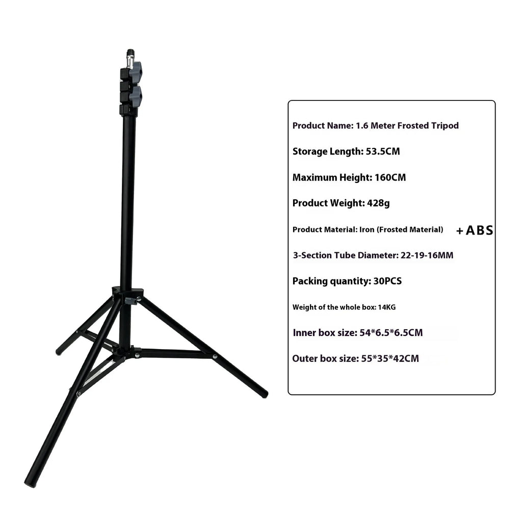Adjustable photography tripod light stand with 5kg load capacity and mobile phone holder