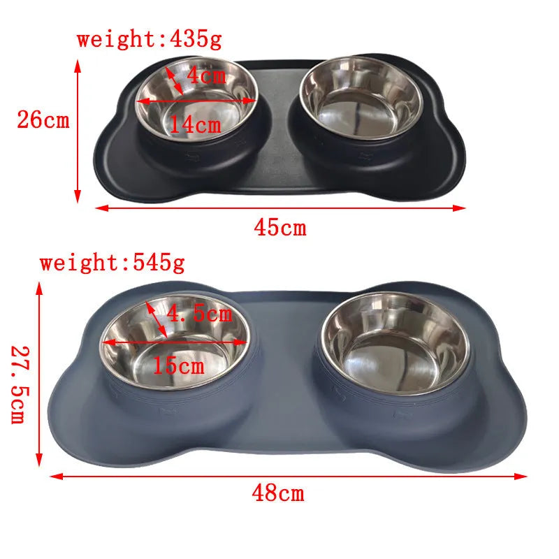 Large silicone dog bowl with stainless steel insert in raised feeding design