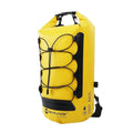 Yellow and black waterproof outdoor backpack with 20L capacity and dry-wet separation compartments.