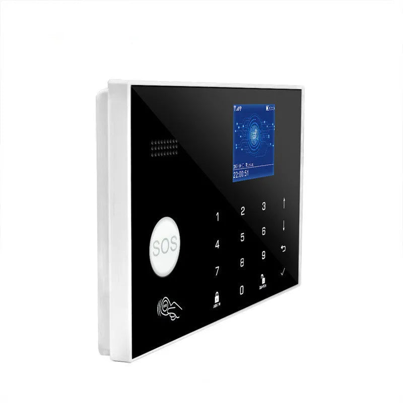 Intelligent WiFi GSM touch button household burglar alarm with wireless sensors and mobile connectivity